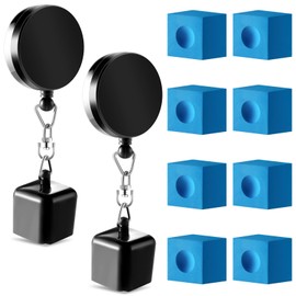 Wettarn 2 Pcs Billiard Pool Cue Chalk Holder and 8 Pcs Pool Chalk Cubes Set Snooker Retractable Drawing Belt Clip Pool Chalk Holder Pool Cue Chalk Snooker Practical Tool for Table Billiards