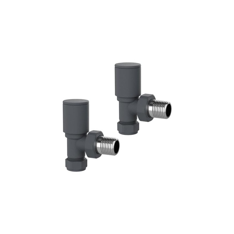Hemlock - Anthracite Angled Towel Rail/Radiator valves Valves 1/2" /15mm