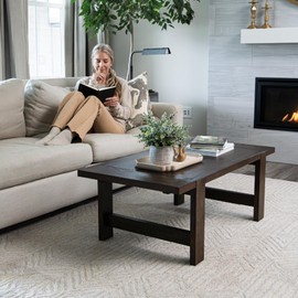 Maven Lane Angelo Rectangle Coffee Table - Rustic Artisan Crafted Wooden Coffee Table for Everyday Use - Elegant Aged Brown Finish Enhances Any Living Room - Spacious Tabletop (47.87"x23.93"x17.16")