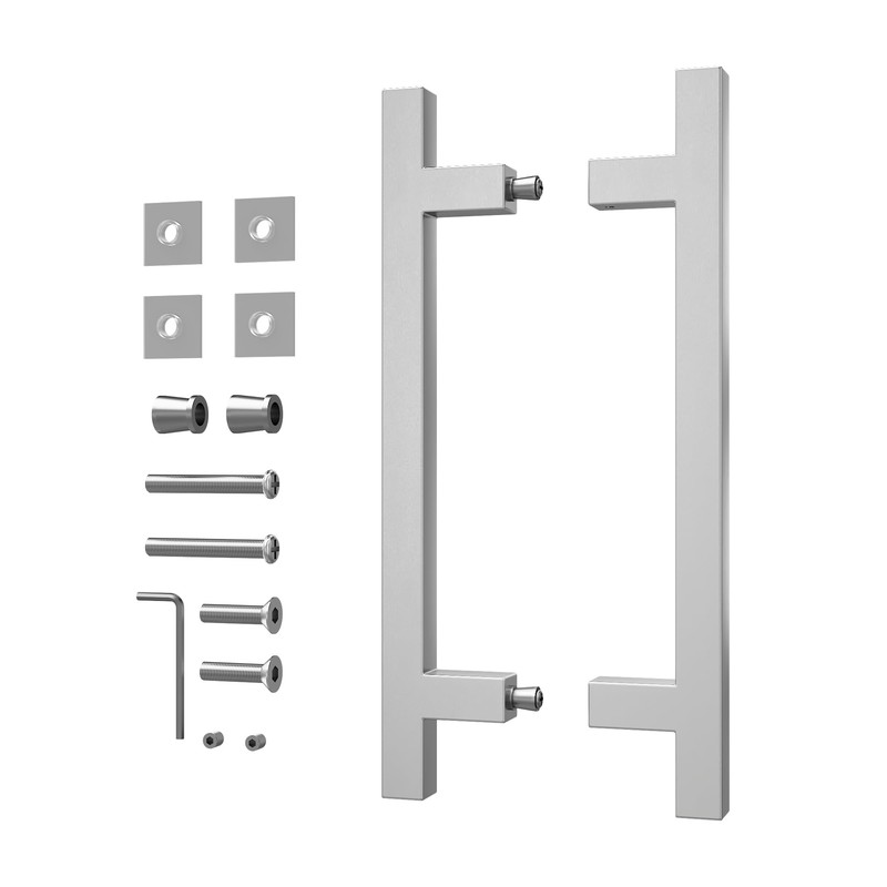 Bathlink 8" Square Shower Door Handle, Back to Back Shower