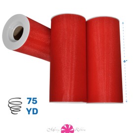 Morex Ribbon Sheer 6" X 75 YD Nylon Tulle Ribbon for Rainbow Tutu Skirt, Red (3-Pack), Real Unicorns Gifts for Girls, Baby Boy Gifts for Baby Shower, Christmas Decorations for The Home