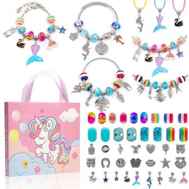 67 pcs Kit de Fabricación Pulserasde Abalorios para Niñas,Juguete y Regalo para Niña,Regalo de Vacaciones