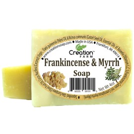 Creation Farm Frankincense & Myrrh Soap 2 Pack of 4 oz Bars All-Natural Handmade Artisan Soap with Olive, Coconut, Castor, and Palm Oils