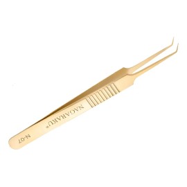 Pinza Extensiones Pestañas Nagaraku N-07 Acero Inoxidable Dorado 12 cm