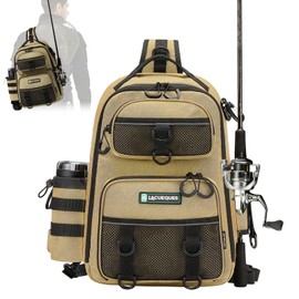 LACUEQUES Fishing Tackle Backpack with Rod Holder 22L Lightweight Outdoor Water-Resistant Fishing Gear Equipment Shoulder Storage Bag for Men