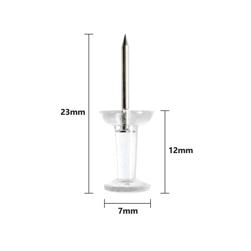 140 Pcs Push Pins, Clear Plastic Head Steel Pin, Standard