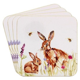 The Leonardo Collection Hares Coasters Set of 4 | Coasters Set For All Modern Kitchen & Offices | Designed By Jennifer Rose Gallery | Coasters For All Types of Cups & Mugs