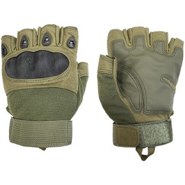 Sutekus Fingerless Tactical Gloves Touchscreen Work Gloves with Hard Knuckle Half Finger Utility Gloves for Sports Work Outdoor (Green, Medium)