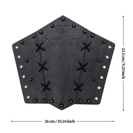 Thajaling 2Pcs Viking Bracers for Men,Medieval Faux Leather Arm Gauntlets,Retro Vambrace, Archery Arm Guards for LARP,Cosplay (Black)