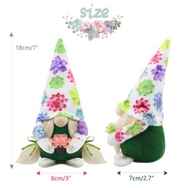 Gehydy Decorative Spring Gnome Figures, Set of 2, Succulent, Spring Decoration, Easter Gnome Decoration, Easter Accessories for Home, Kitchen