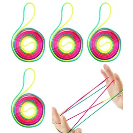 XPEX 4 Pack Finger Twisted Strings, Flexible Strings for Kids, Rainbow Cord, Finger Twisted Strings for Boys and Girls Aged 5 Years and Above, Ideal as a Small Gift