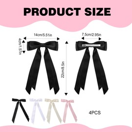4Pcs Hair Bow Stylish Design Durable Soft Smooth White Hair Bows With Long Tail Exquisite Appearance Pink Bow Multicolor Suitable For Multiple Occasions Casual Wear Cosplay Wedding Travel