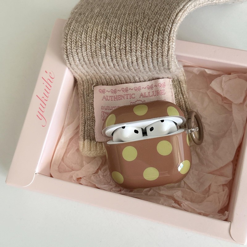 Cute Aesthetic Yellow Polka Dot Pattern case for AirPods 1/2