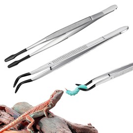 Helidrago 2Pcs Reptile Feeding Tongs with Rubber Tips, Reptile Tank Accessories, 6 Inch Bearded Dragon Feeding Tweezers for Leopard Gecko, Lizards, Tarantula, Frogs, Axolotl and Turtles