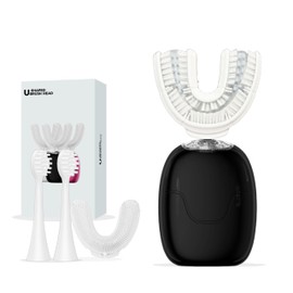 U Shaped Electric Toothbrush for Adults - 360° U Brush Nylon Bristle,Rechargeable Electric Toothbrush,Teeth Whitening Brush for Home & Travel Use (Black)