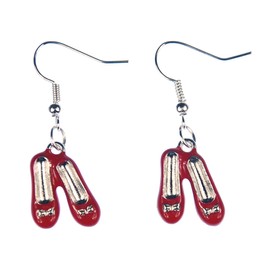 Miniblings Ballerina Ohrringe Hänger Ballet Tänzerin rot emailliert Schleife Paar - Handmade Modeschmuck I Ohrhänger Ohrschmuck versilbert