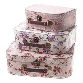 Sass & Belle Set mit 3 Koffern im Vintage-Design mit Rosenmotiv.