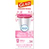 Glad Glad Odorshield Small Drawstring Trash Bags, 4 Gal, Pink,