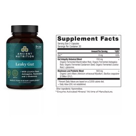 Ancient Nutrition Dr Axe Gut Health Supplement For Leaky Gut 60 Capsules, Licorice Rt Gluten Free