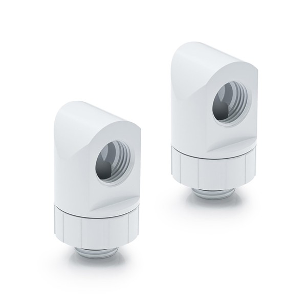 Bitspower Artemis Rotary 90-Degree Extender, Arctic White, 2-Pack, TR-BPM-AT90R-WH-2P