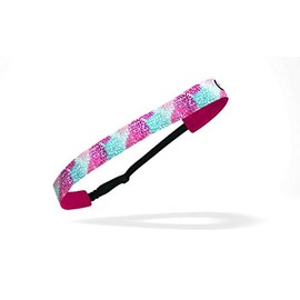 RAVEbandz!! Women’s Adjustable Elastic Headbands (Floral/Paisley Designs) - for Fashion or Workouts - Non Slip Velvet Lined 1 Inch (Exclusive Pink Dahlia)