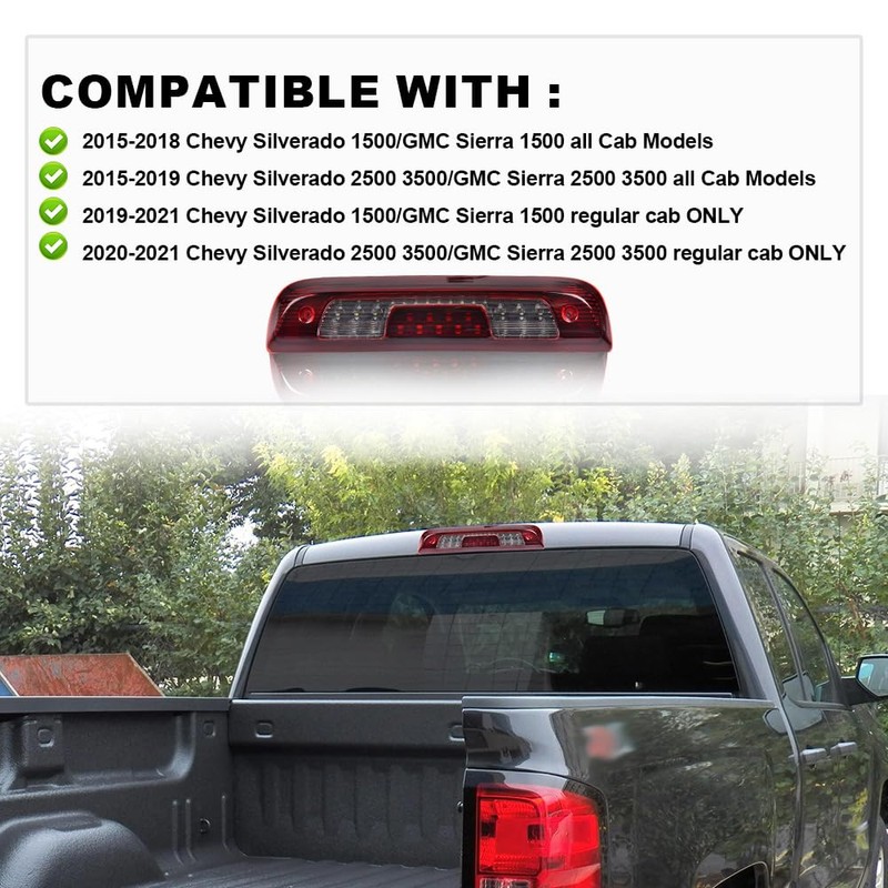 PIT66 LED 3rd Brake Light, Compatible with 14-18 Chevy Silverado/14-18