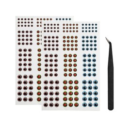 2D/3D/4D/5D Fishing Eyes Oval Pupil Fishing Lure Eye for Making Fishing Lure and Fly Tying (4D Blue Yellow Orange)