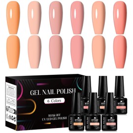 MTSSII Nude Gel Nail Polish 6 Pcs Neutral Nude Pink Gel Polish Skin Tones Collection Soak Off LED Gel Nail Kit Manicure DIY Home