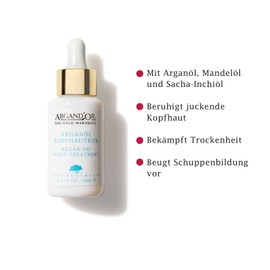 ARGAND'OR Organic Argan Oil Scalp Care 50 ml Intensive Care for Irritated Scalp Helps with Itching Anti-Dandruff Formation with Hygienic Pipette Vegan
