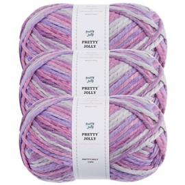 Pretty Jolly 3 Skeins Colorful Acrylic Yarn, Soft Quality Yarn, Worsted Yarn, Multicolor Yarn for Crochet, Kni, Total Length 3×120yds/3×5.85g (Grape)