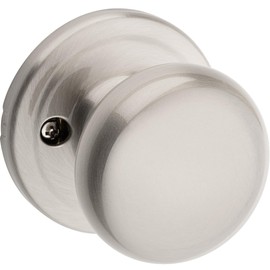 Kwikset Juno Dummy Door Knob, Single Sided Handle for Closets, French Double Doors, and Pantry, Satin Nickel Non-Turning Interior Push/Pull Door Knob, with Microban Protection