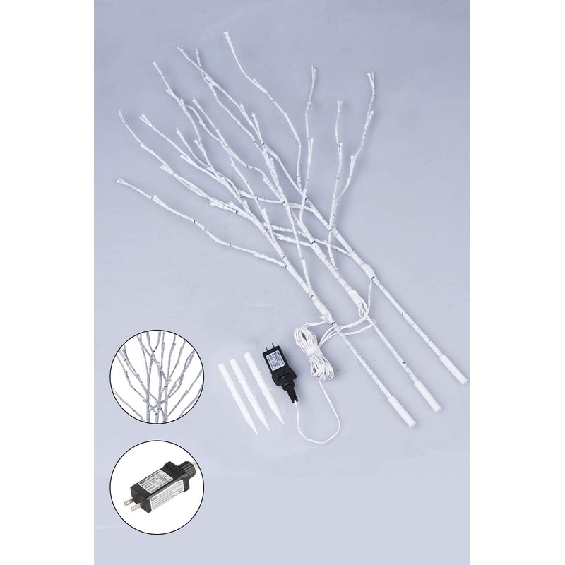 Vanthylit 3PK 30'' Lighted Birch Twig Branches with 60 LED