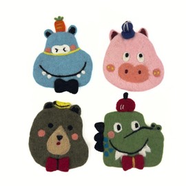 Humble Hilo Handmade Animal Felt Cup Coaster Set of 4 (Funny Animals)