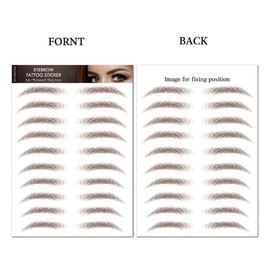 6 Sheets 54 Pairs 4D Hair-Like Waterproof Eyebrow Tattoos Stickers Eyebrow Transfers Sticker Temporary Brow Tattoo Grooming Shaping Eyebrow Sticker for Women Girls Makeup (Brown)