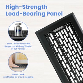 Howeall 4x8 Inches Heavy Duty Walkable Floor Register - Easy Adjust Air Supply Lever Decorative Floor Vent Covers, Boston Design Vent Covers for Home - Matte Black