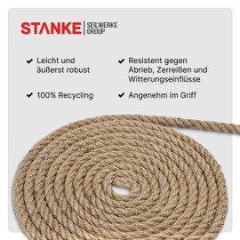 Seilwerk STANKE Seilwerk STANKE Juteseil Naturfasern gedreht Tauwerk Hanf Jute Tau Seil Tauziehen Absperrseil Handlauf 16mm 5m
