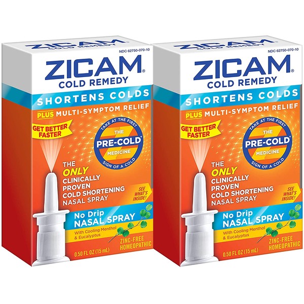 Zicam Cold Remedy No-drip Nasal Spray, 0.5 Fl Oz (Pack of 2)