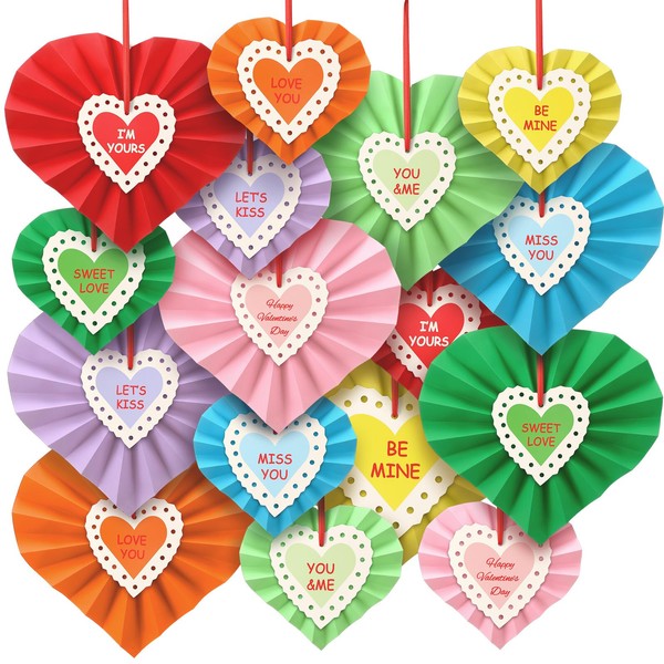 Fullhawl 16 Set Valentine's Day Party Decoration Conversation Hearts Hanging