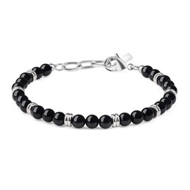 GAVU Black Tourmaline Bracelet for Men, Crystal Beaded Bracelet for Men