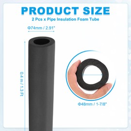 PATIKIL 1-7/8" (48mm) ID x 1.3Ft x 0.51" Pipe Insulation Foam Tube, 2Pcs Pipe Cover Wrap Roll Bar Tubing for Handle Grip HVAC Air Conditioner Units, Black