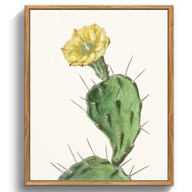 crmotu Vintage Framed Wall Art, Cactus Floral Botanical Prints, Tropical Plant Canvas Pictures, Minimalist Yellow Flower Wall Decor Living Room Bathroom Bedroom, Rustic Farmhouse Decor, 12x16inch