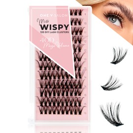One V Salon Fluffy Lash Clusters, Thick False Eyelashes 120 Pc Natural Individual Lashes 40D-D Curl 9-16mm DIY Lash Extension