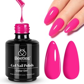 Beetles Gel Nail Polish, 1 Pcs 15ml Hot Pink Gel Polish Soak Off Nail Art Manicure Salon DIY Uv Gel Nail Design Gift for Girls