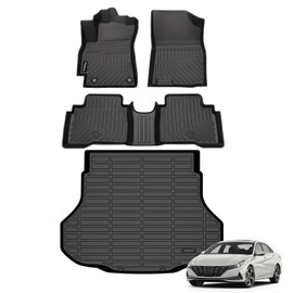 Wailtnb Car Floor Mats & Cargo Trunk Liners Custom Fit for Hyundai Elantra & Elantra N 2021-2024 All Weather Floor Mats for Elantra 2021 2022 2023 Durable Floor Liners Accessories for Hyundai Elantra