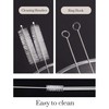 Set of 4 Reusable Metal Straws, 10.5'' Long Stainless Steel