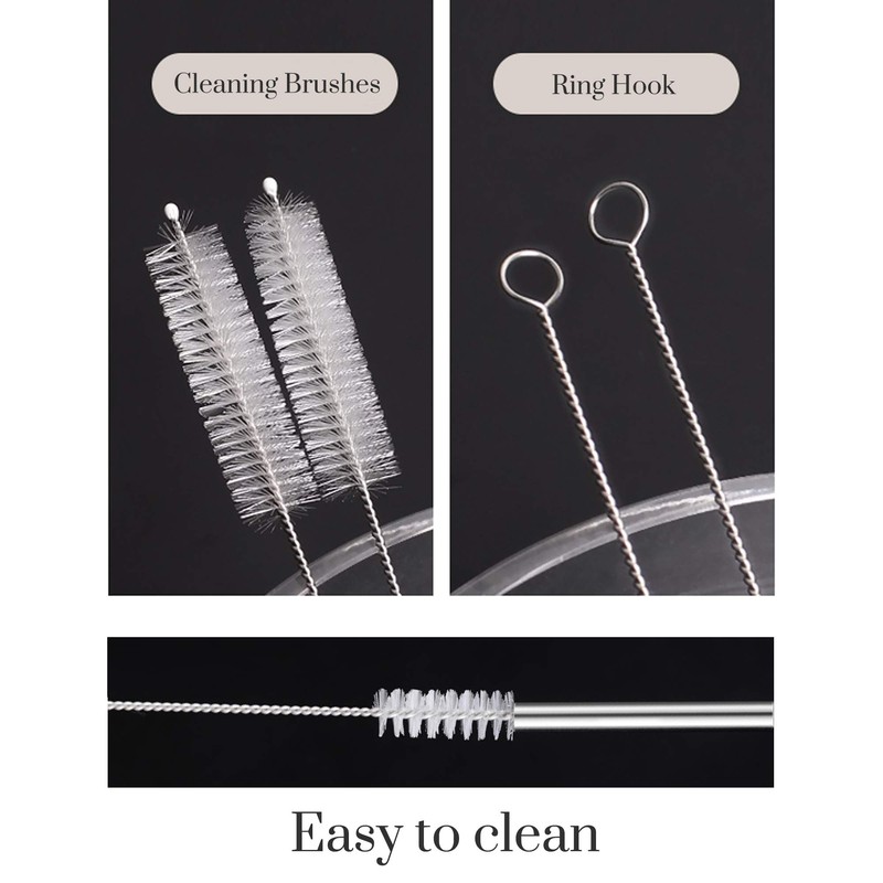 Set of 4 Reusable Metal Straws, 10.5'' Long Stainless Steel
