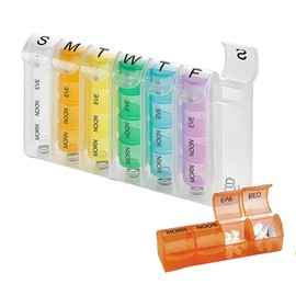 GeorgeX Pastillero Semanal 4 Tomas Pastilleros para Medicamentos de Viaje, Organizador de Pastillas Portatil y Grande con 28 Compartimentos