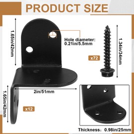 Zonon 12 Pcs 2" Rafter Clips Brackets with 72 Timber Screws Heavy Duty Black Hurricane Ties for Rafters Hot Dip Galvanized Powder Coating Brackets for Wooden Battens Timber Beam Ceiling Joist