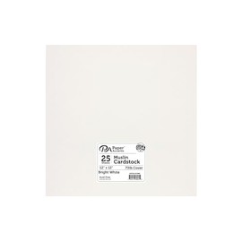 PA Paper Accents Muslin Cardstock 12" x 12" Bright White, 73lb Colored cardstock Paper for Card Making, Scrapbooking, Printing, Quilling and Crafts, 25 Piece Pack