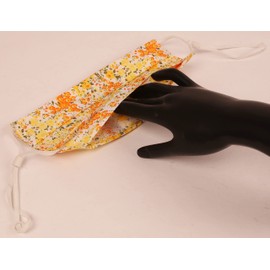 Touchstone Floral Fabric Adjustable filter pocket nose bridge double layer cotton face mask reusable washable for men, women (Pack of 4). Orange Green Yellow Mustard